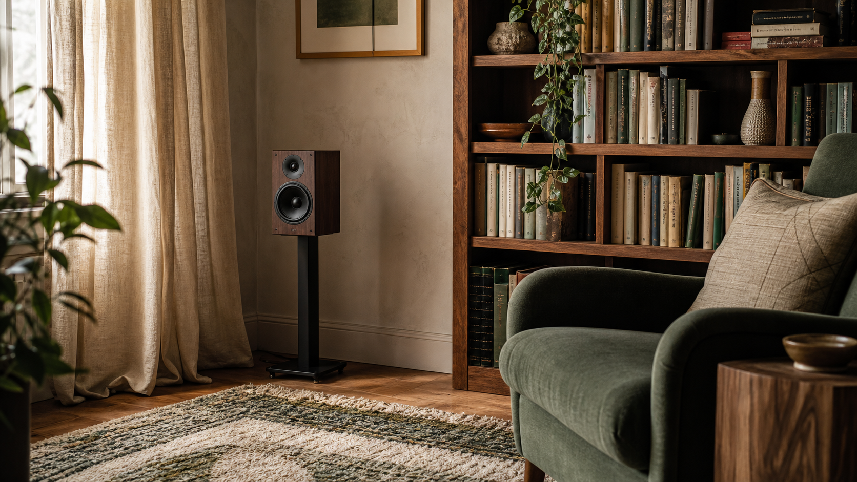 Curtains, rugs, bookshelves, furniture, and speaker placement can change reflections. Deep-bass control generally requires more than thin household materials.