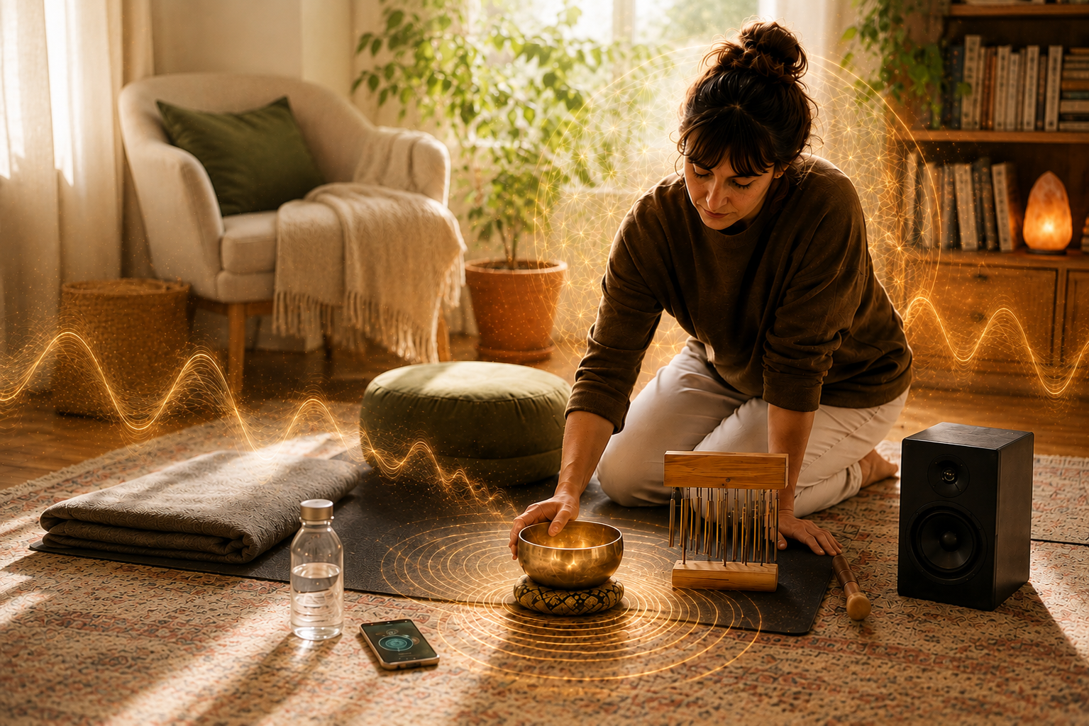 How to Create a Sound Bath at Home That Actually Sounds Good